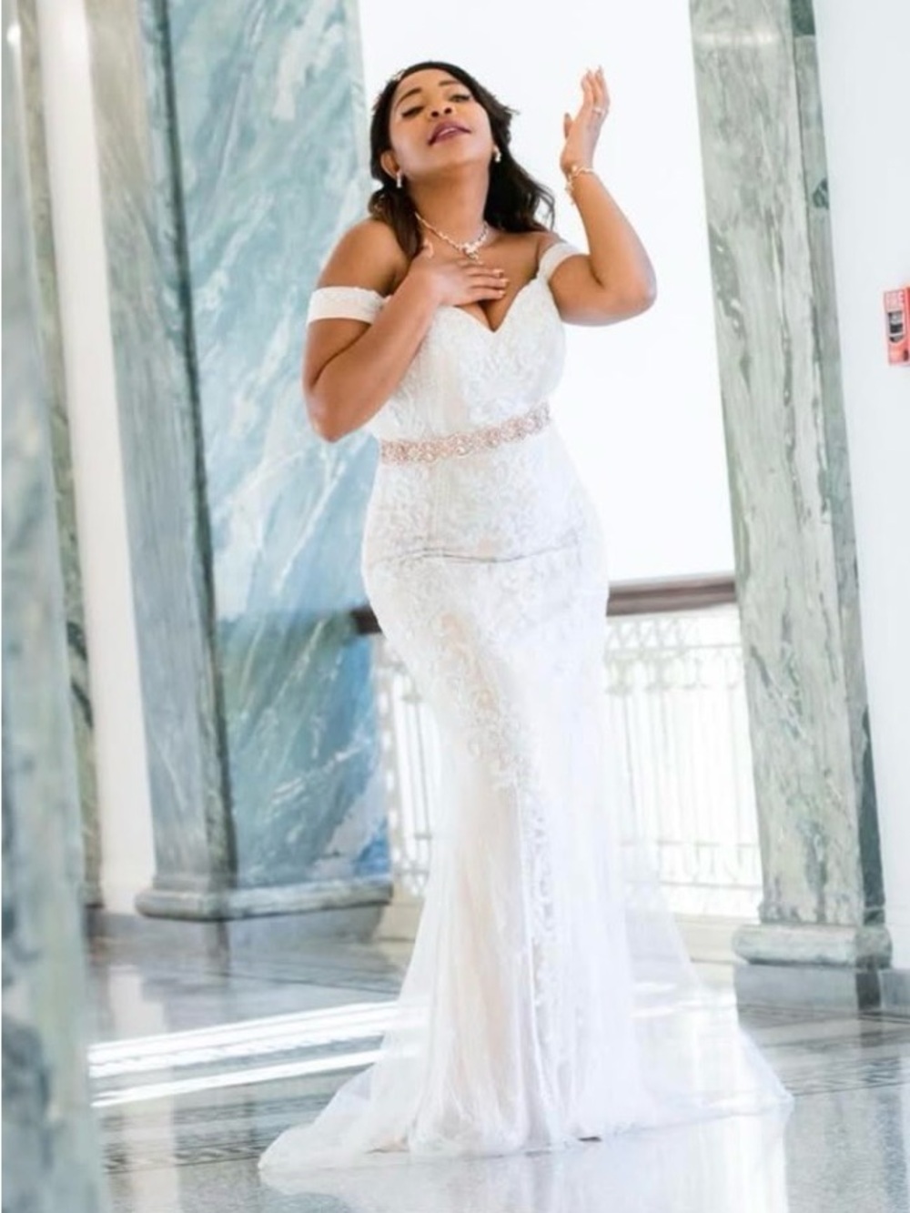 ❤️ Lulus Promised Love White Beaded Lace Off-the-Shoulder Maxi Dress